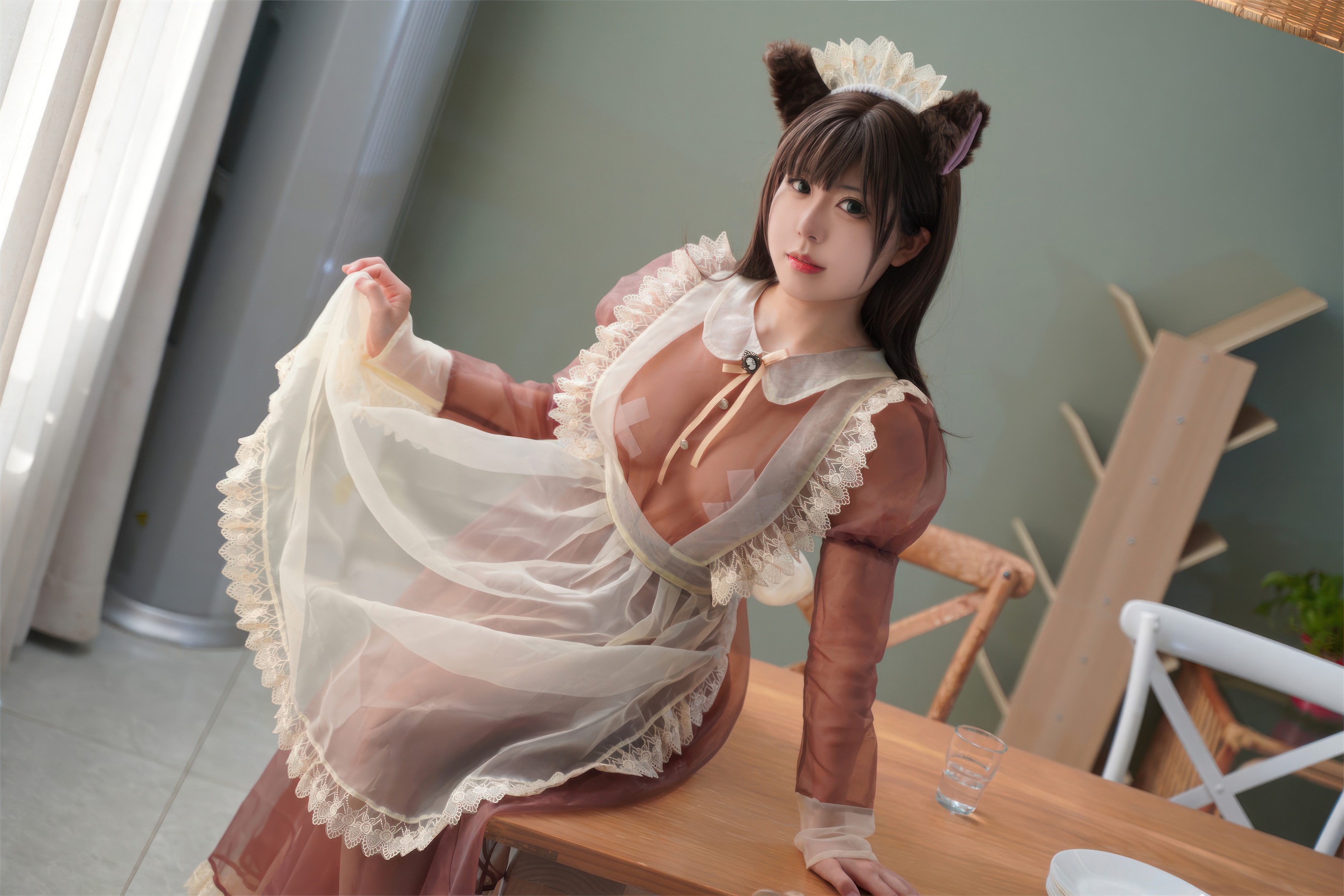 图片[1]-虎森森 – NO.042 棕色透明女仆[35P]-XikXak